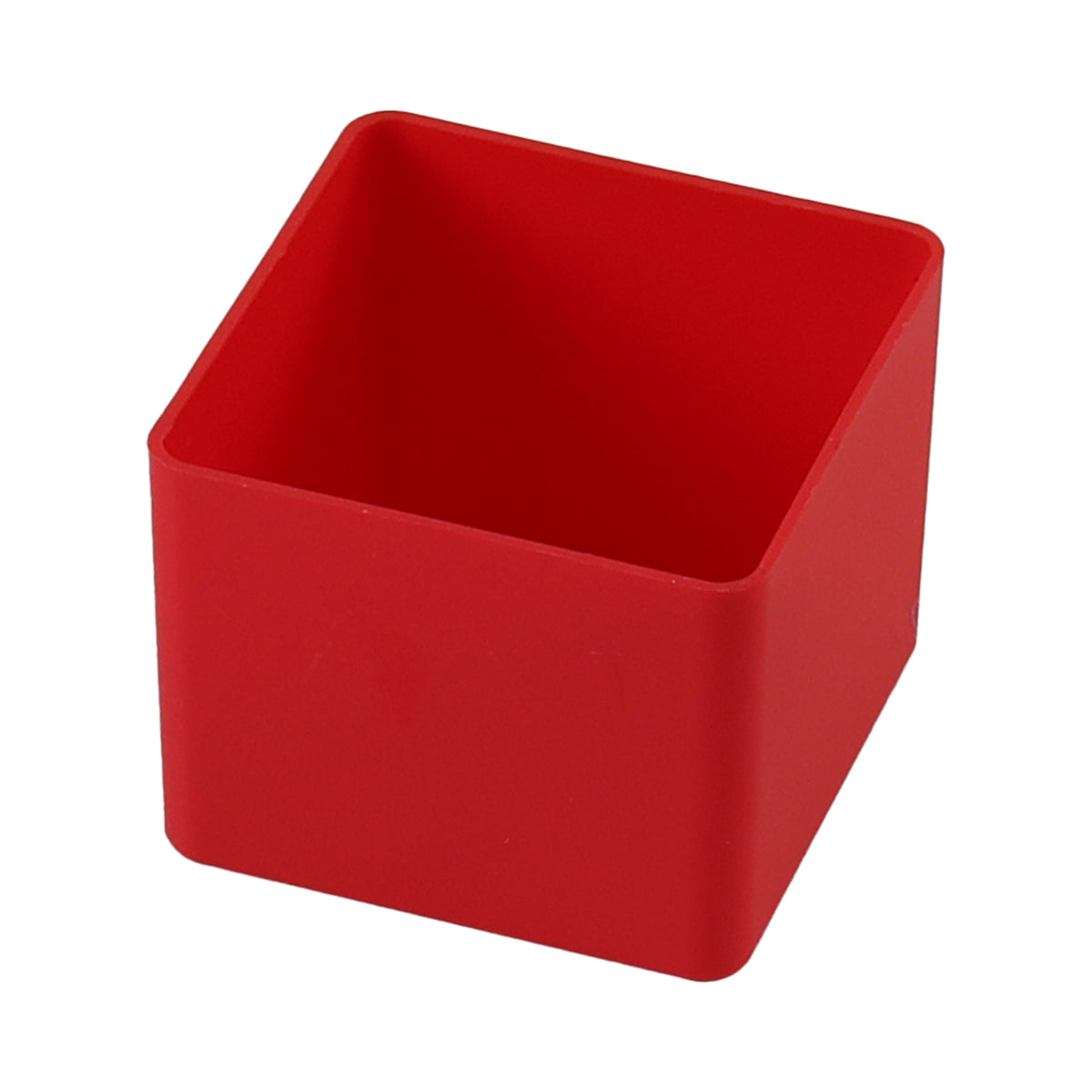 British-made red plastic compartment, 54 x 54 x 45mm, for Sortacase 45mm organiser cases.