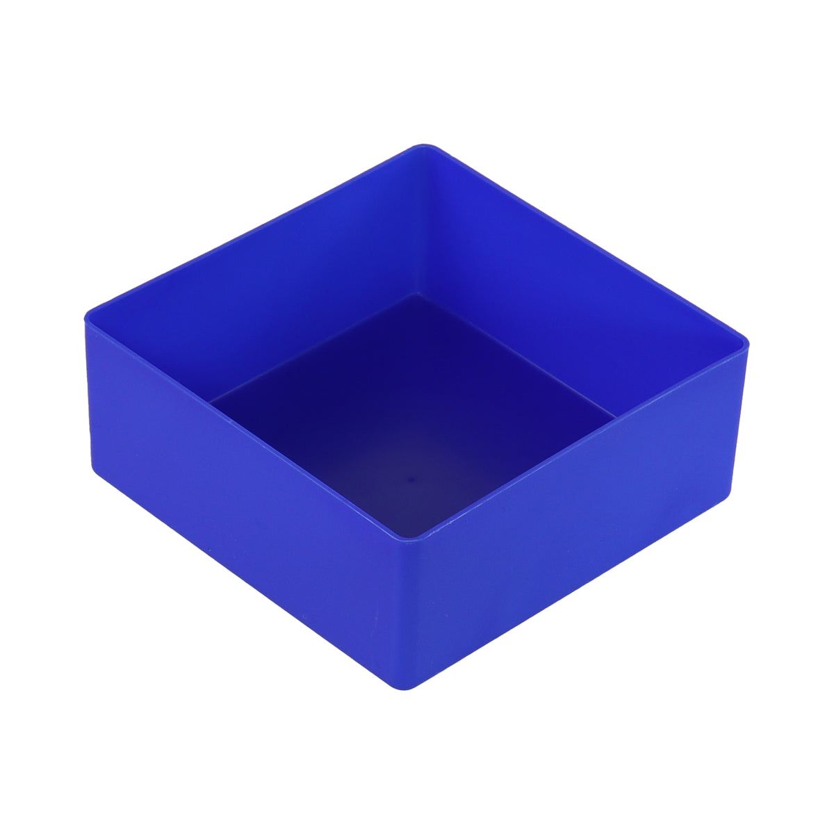 British-made blue plastic compartment, 108 x 108 x 45mm, for Sortacase 45mm organiser cases.