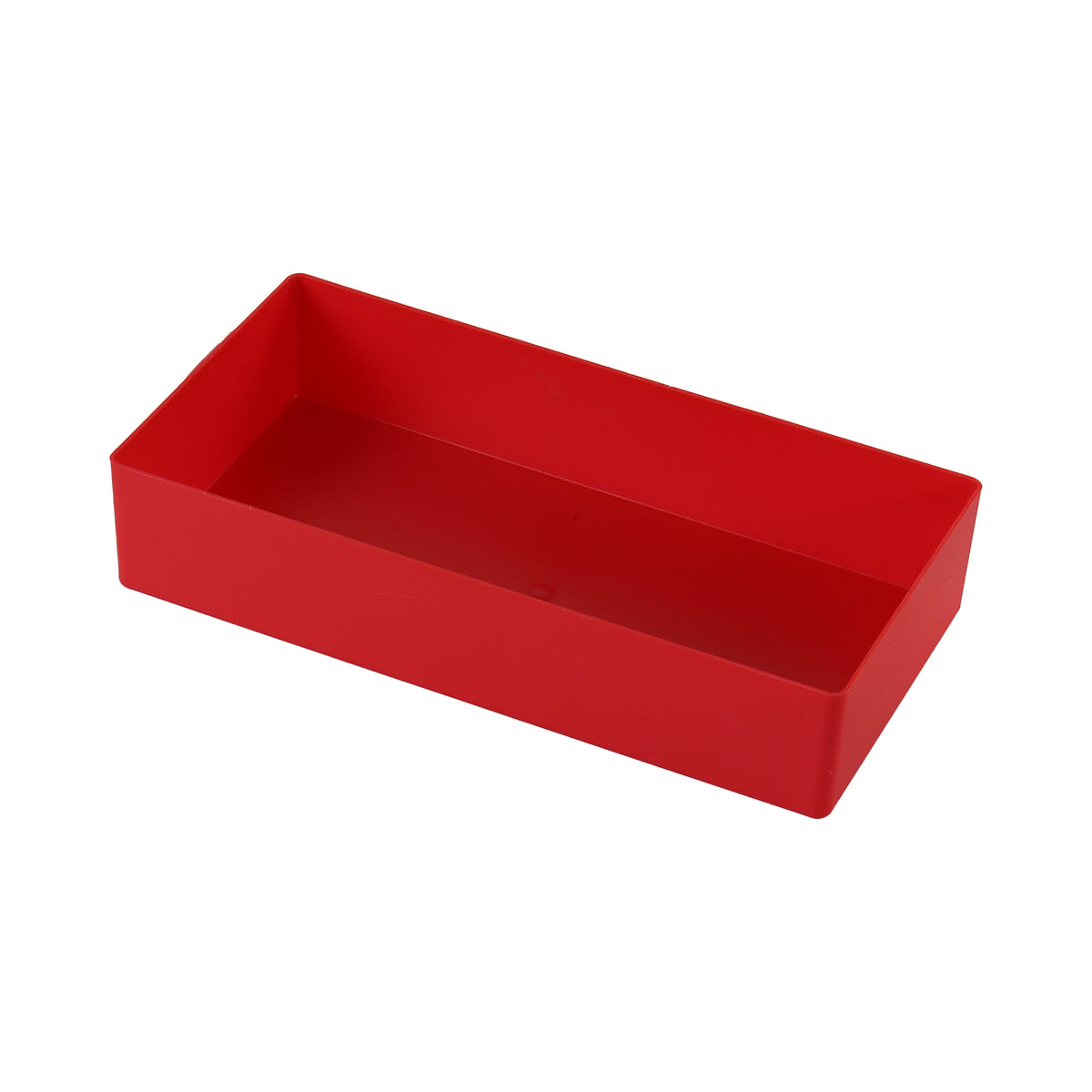 British-made red plastic compartment, 108 x 216 x 45mm, for Sortacase 45mm organiser cases.