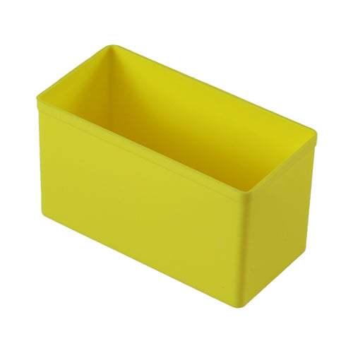 British-made yellow plastic compartment, 54 x 108 x 63mm, for Sortacase 63mm organiser cases.