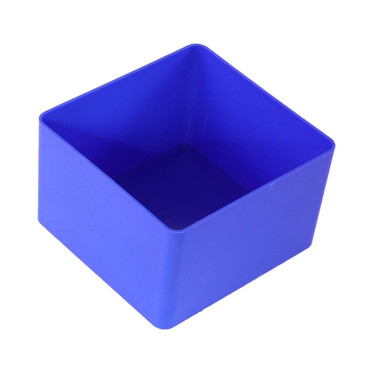 British-made blue plastic compartment, 128 x 134 x 82mm, for Sortacase 82mm deep organiser cases.