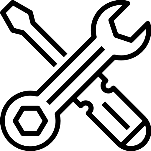 Spanner and screwdriver icon representing trade customer support.